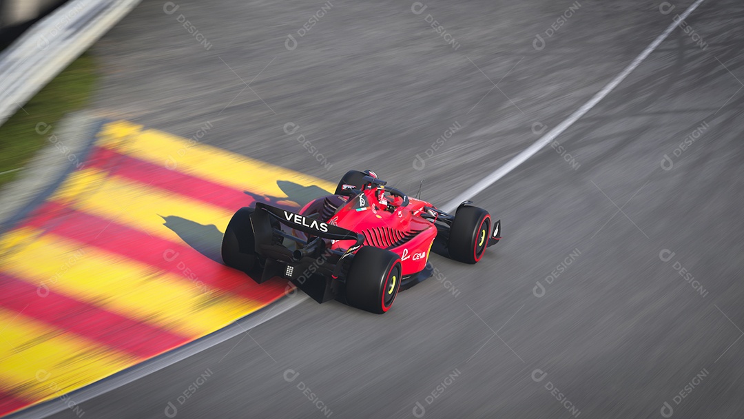 Ilustração 3D do carro Ferrari F1 São Paulo, Brasil.