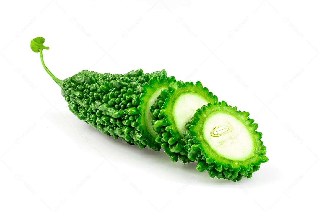 Cabaça amarga fresca isolada em background branco, mara (nome da Tailândia), macro