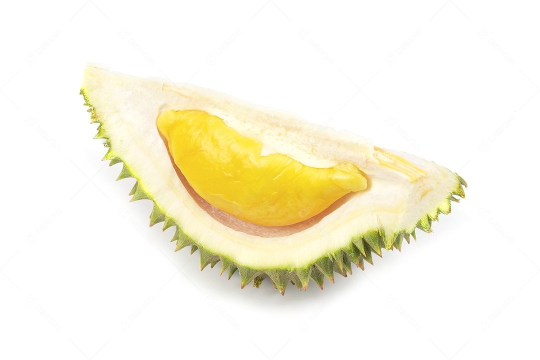 Meio Durian isolado no fundo branco