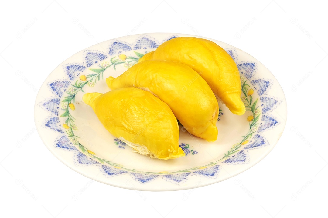 Durian isolado em disco branco sobre fundo branco