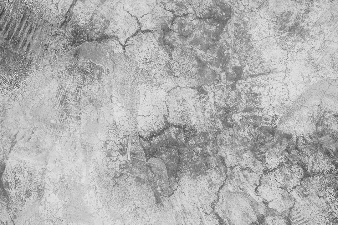 Velho muro de concreto em preto e branco, parede de cimento, parede quebrada, textura de fundo