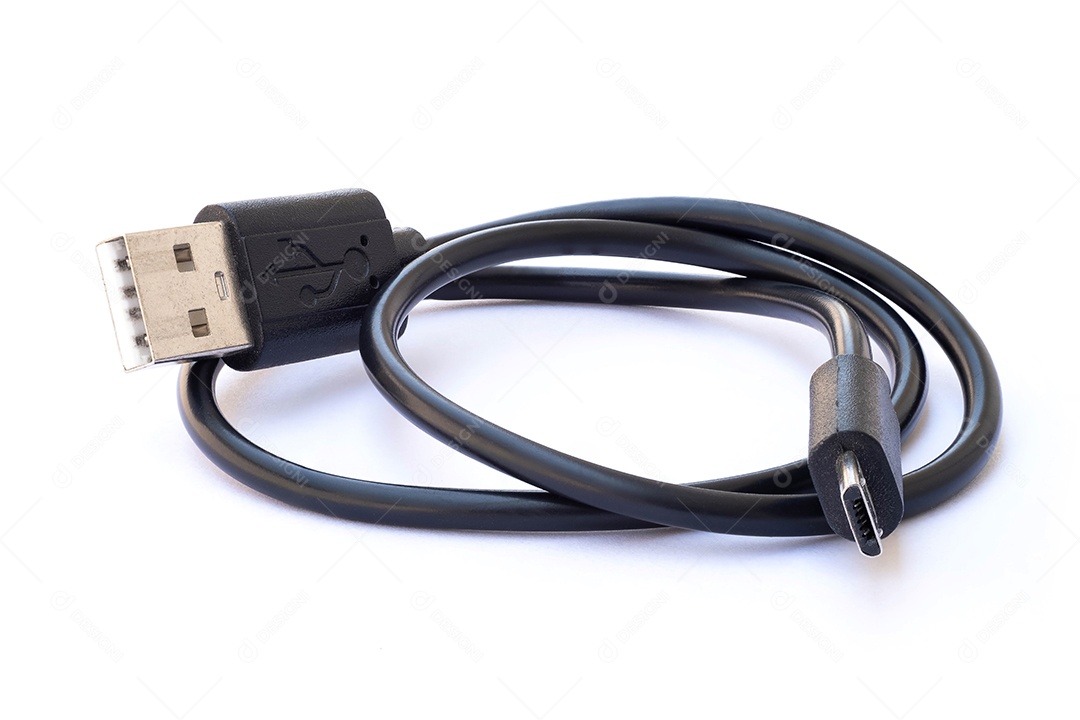 cabo usb, dados como cabo isolado em fundo branco