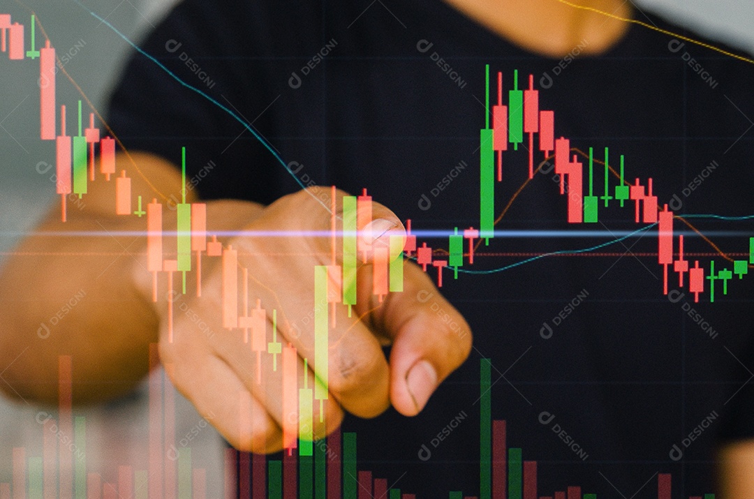 Conceito de investimento de finanças e negócios. Investir em ações e criptomoedas