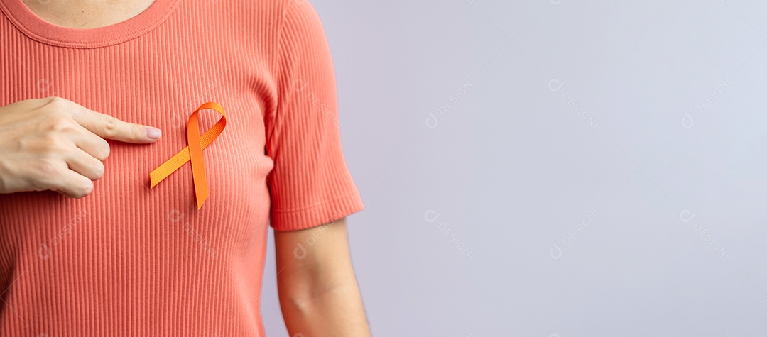 Fita Laranja para Leucemia, Dia do Câncer de Rim, Esclerose Múltipla Mundial, CRPS, Mês de Conscientização de Autolesão. Conceito de dia de câncer de saúde