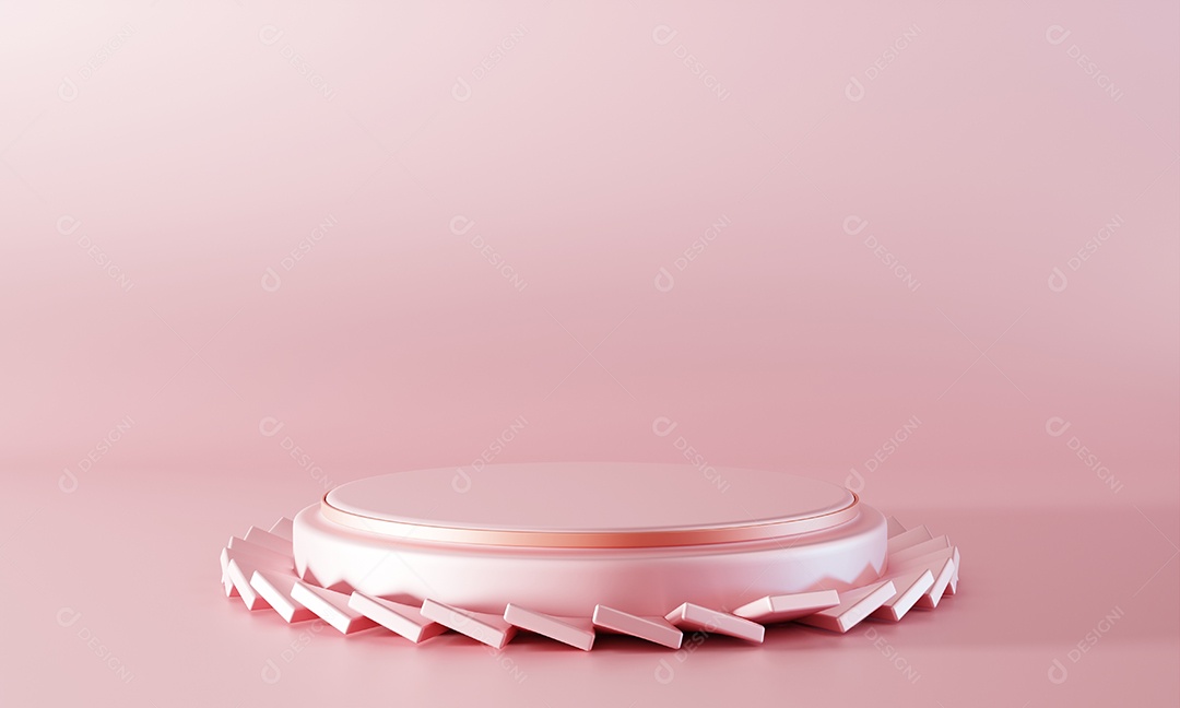 Fundo rosa mínimo do palco do pódio. Cena de objeto abstrato para o conceito de propaganda. Renderização de ilustração 3D.
