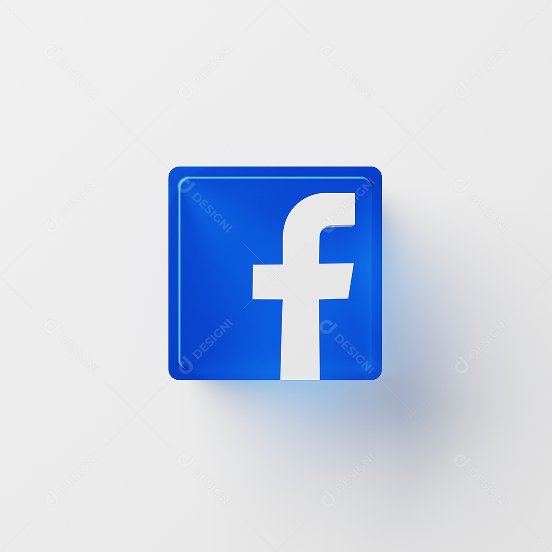 Um ícone do logotipo do Facebook fechado em um fundo branco isolado. Facebook é o maior site de mídia social do mundo, profundidade de campo rasa. Renderização de ilustração 3D.