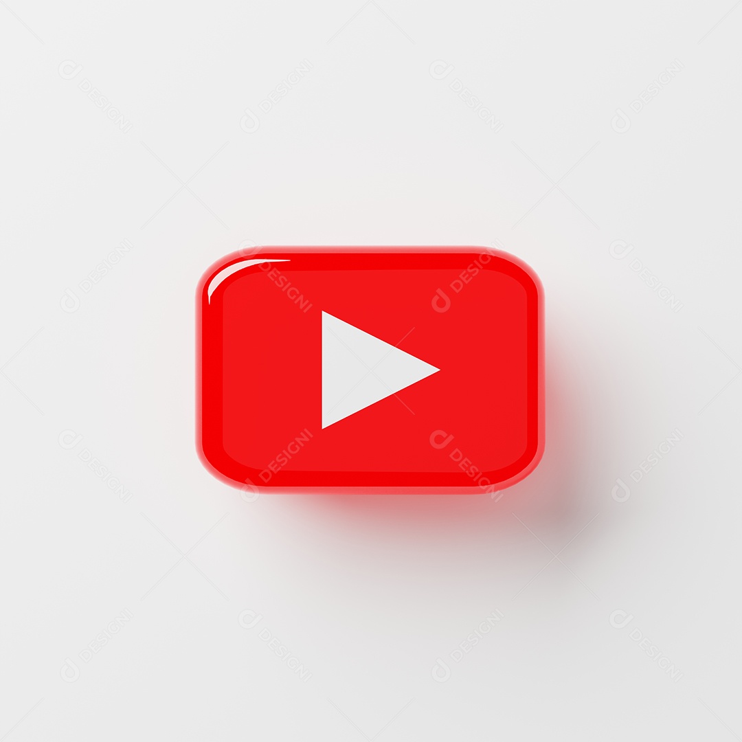 Um ícone do logotipo do Youtube em um fundo branco isolado. Youtube é o maior site de compartilhamento de vídeo do mundo, profundidade de campo rasa. Renderização de ilustração 3D.