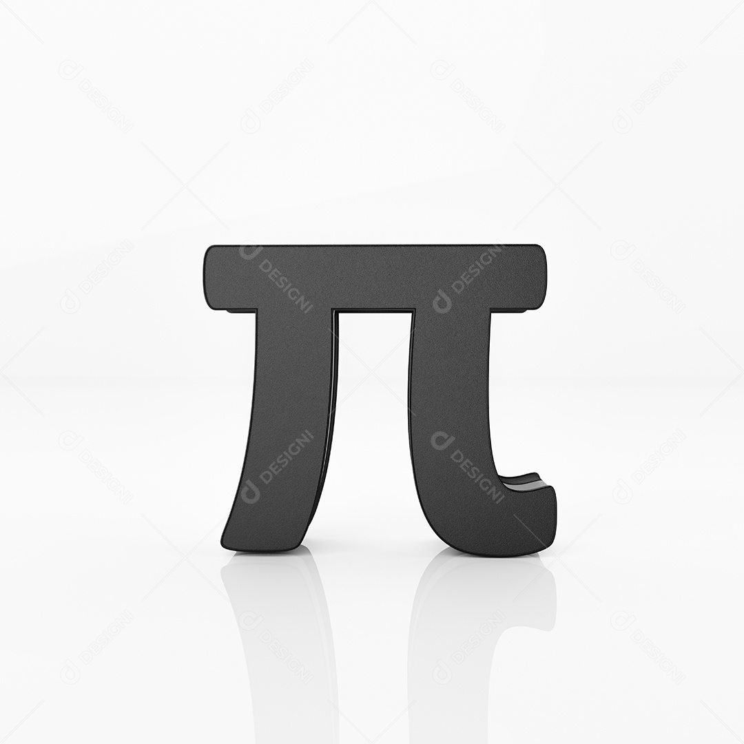 Símbolo Pi preto em branco brilhante reflete o fundo. Dia do Pi e conceito de matemática.
