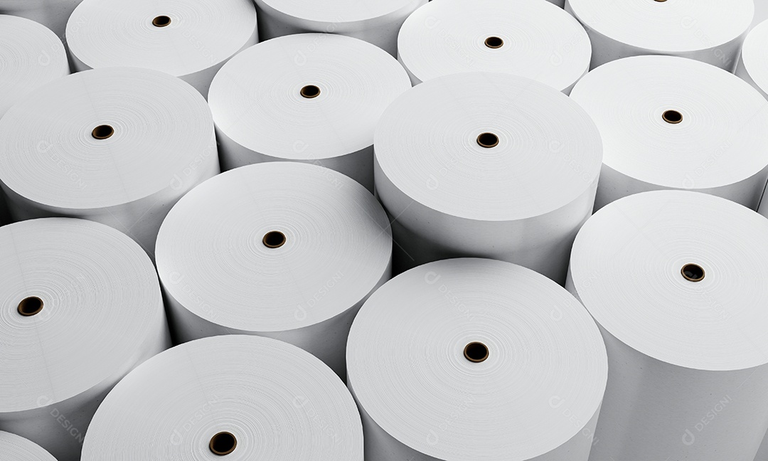 Fundo de fábrica industrial de produção de rolos de papel branco. Conceito de negócios e manufatura.