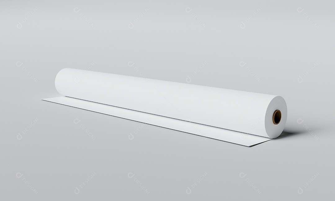 Rolos de papel em fundo cinza. Conceito de objeto e indústria. Renderização de ilustração 3D.