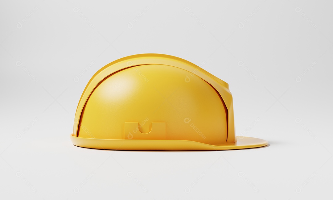 Capacete de segurança de capacete amarelo sobre fundo branco. Conceito de engenharia de negócios e construção.