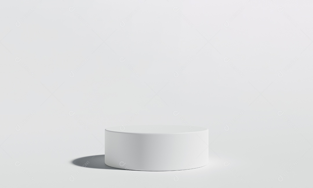 Palco de vitrine de pódio de produto redondo branco mínimo em fundo circular. Objeto abstrato e conceito de publicidade de negócios.