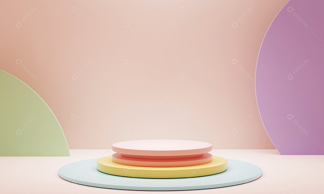 Forma geométrica abstrata em cores pastel como biscoitos para fundo de apresentação do pódio do produto. Conceito de arte e cor.