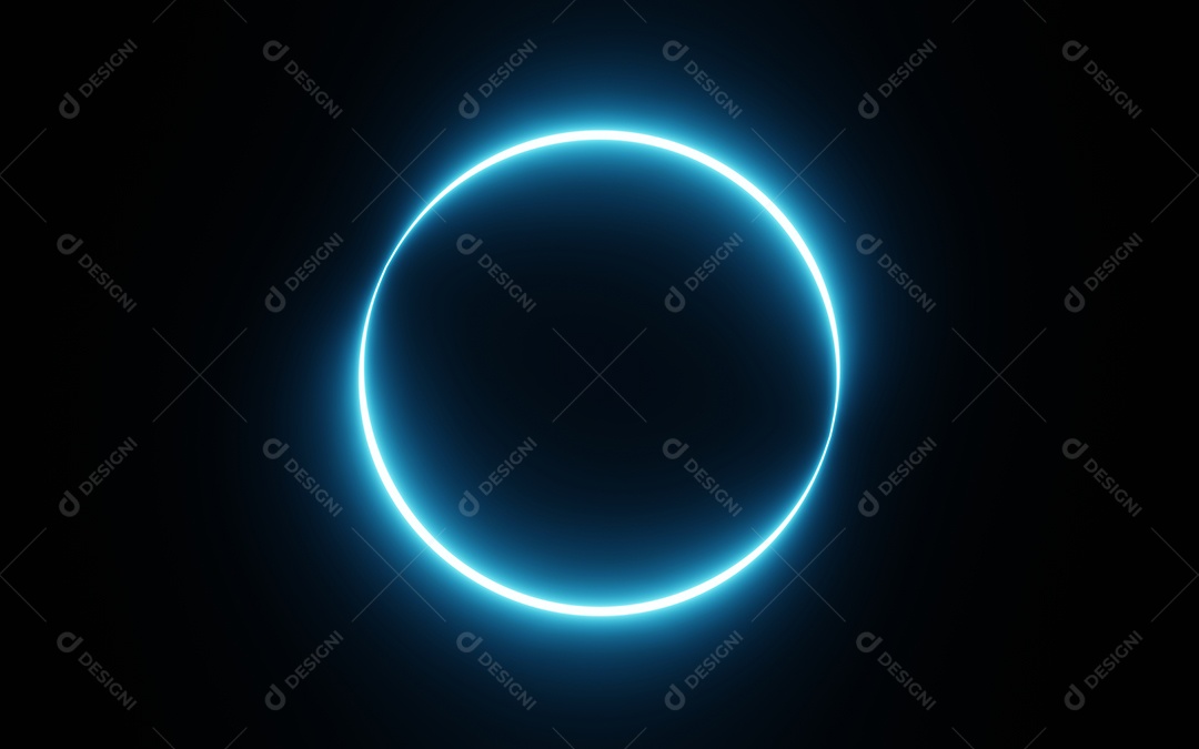 Moldura de círculo redondo com gráfico de movimento de sombra de cor neon de tom azul em fundo preto isolado. Luz azul e rosa movendo-se para o elemento de sobreposição.