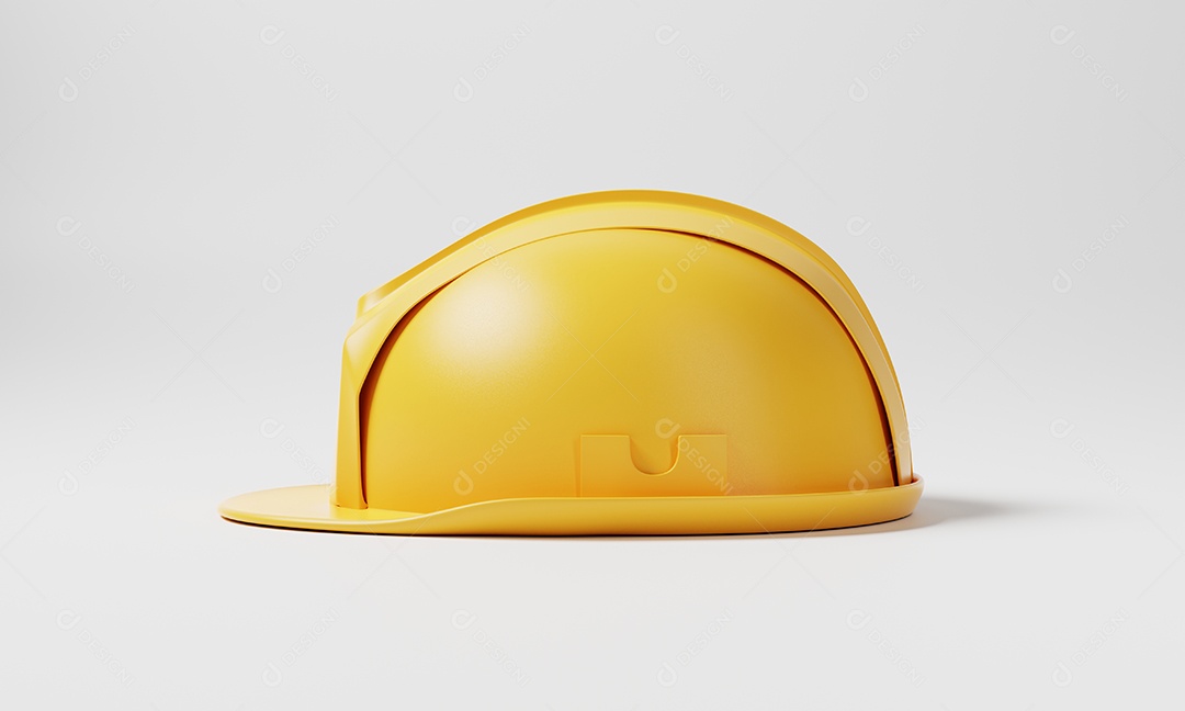 Capacete de segurança de capacete amarelo sobre fundo branco. Conceito de engenharia de negócios e construção.