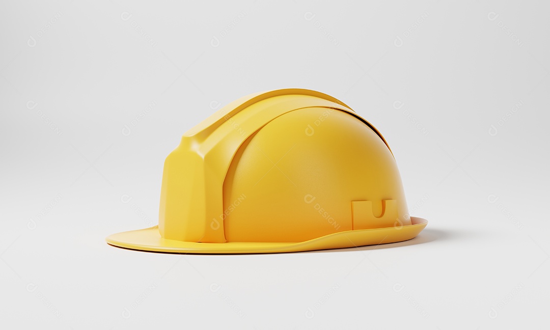 Capacete de segurança de capacete amarelo sobre fundo branco. Conceito de engenharia de negócios e construção.