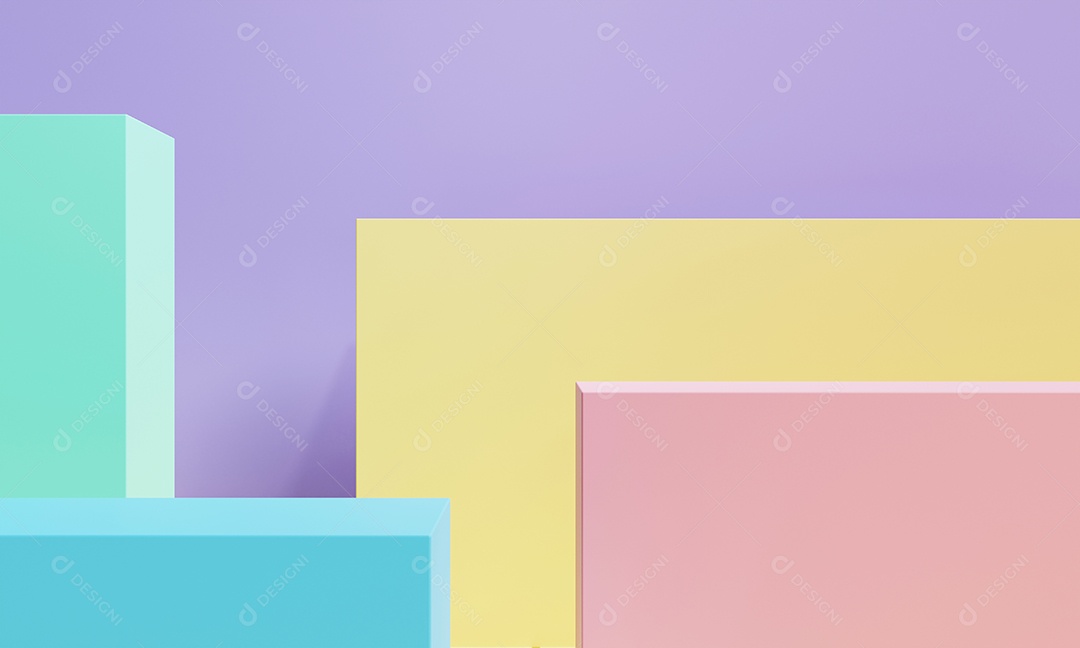 Forma geométrica abstrata em colorido pastel para fundo de apresentação do pódio do produto. Conceito de arte e cor. Renderização de ilustração 3D.