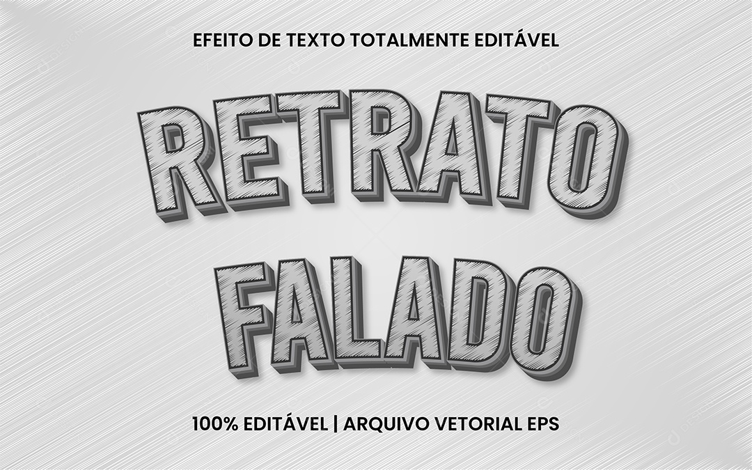Efeito de Texto Retrato Falado Vetor EPS Editável