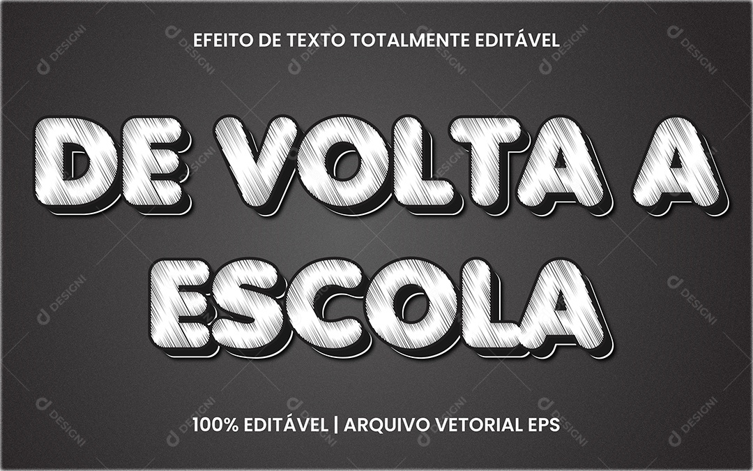 Efeito de Texto De Volta a Escola Vetor EPS Editável