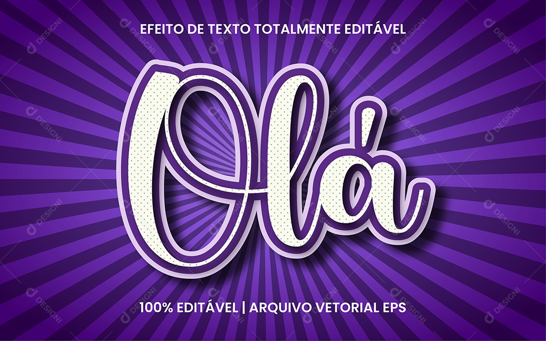Efeito de Texto Olá Vetor EPS Editável