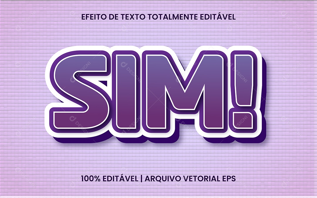 Efeito de Texto Sim! Vetor EPS Editável