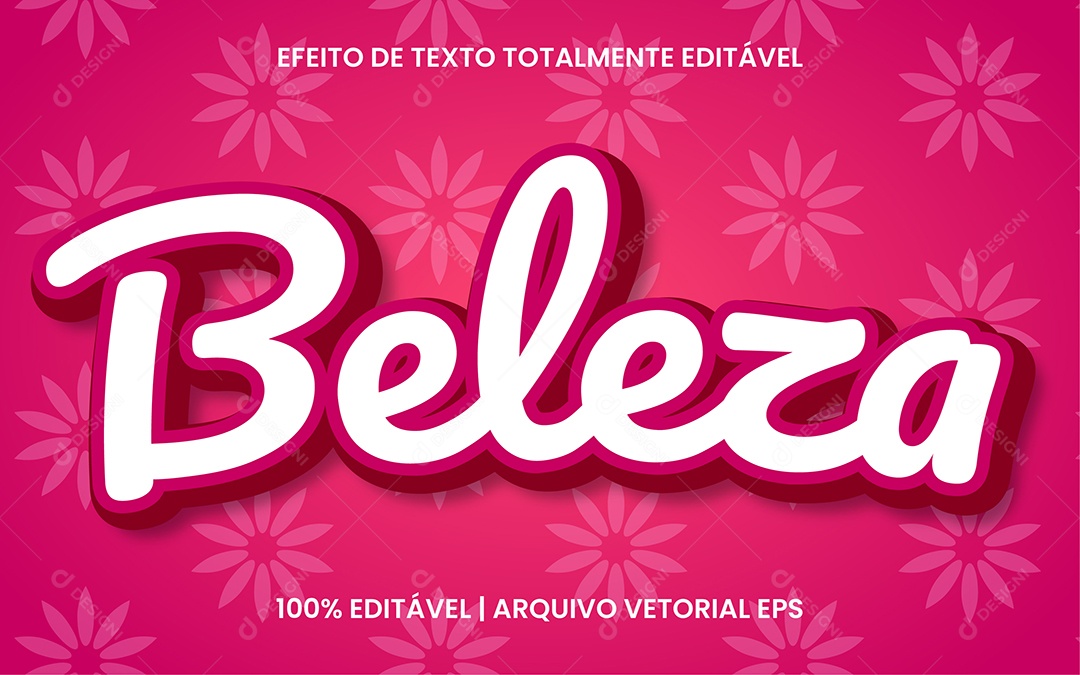 Efeito de Texto 3D Beleza Vetor EPS Editável
