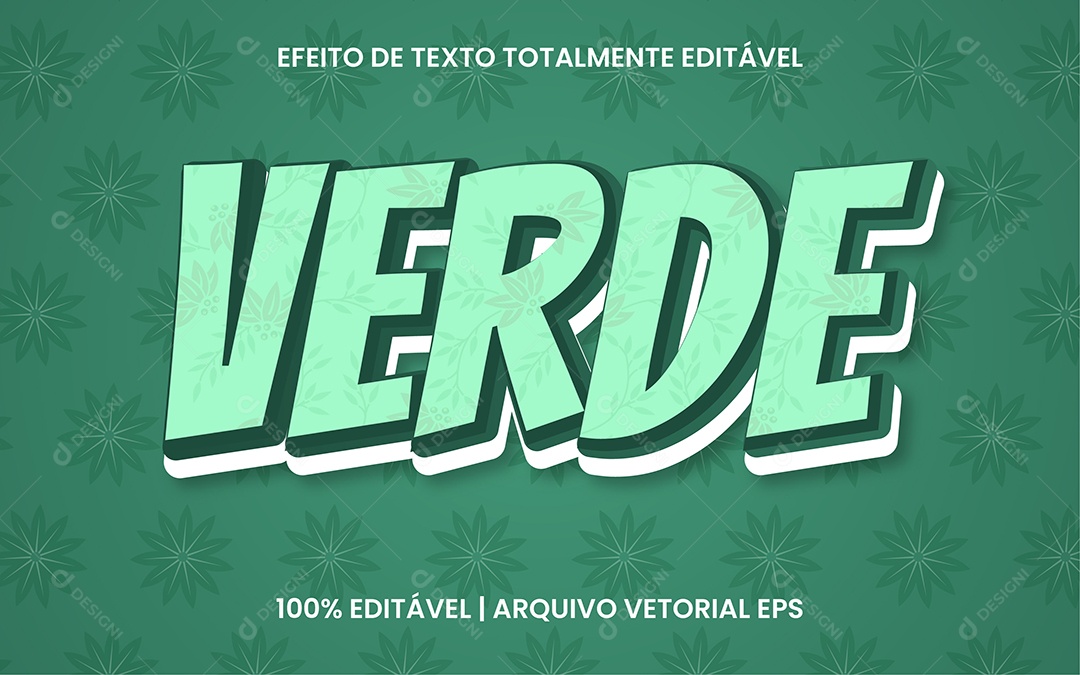 Efeito de Texto 3D Verde Vetor EPS Editável
