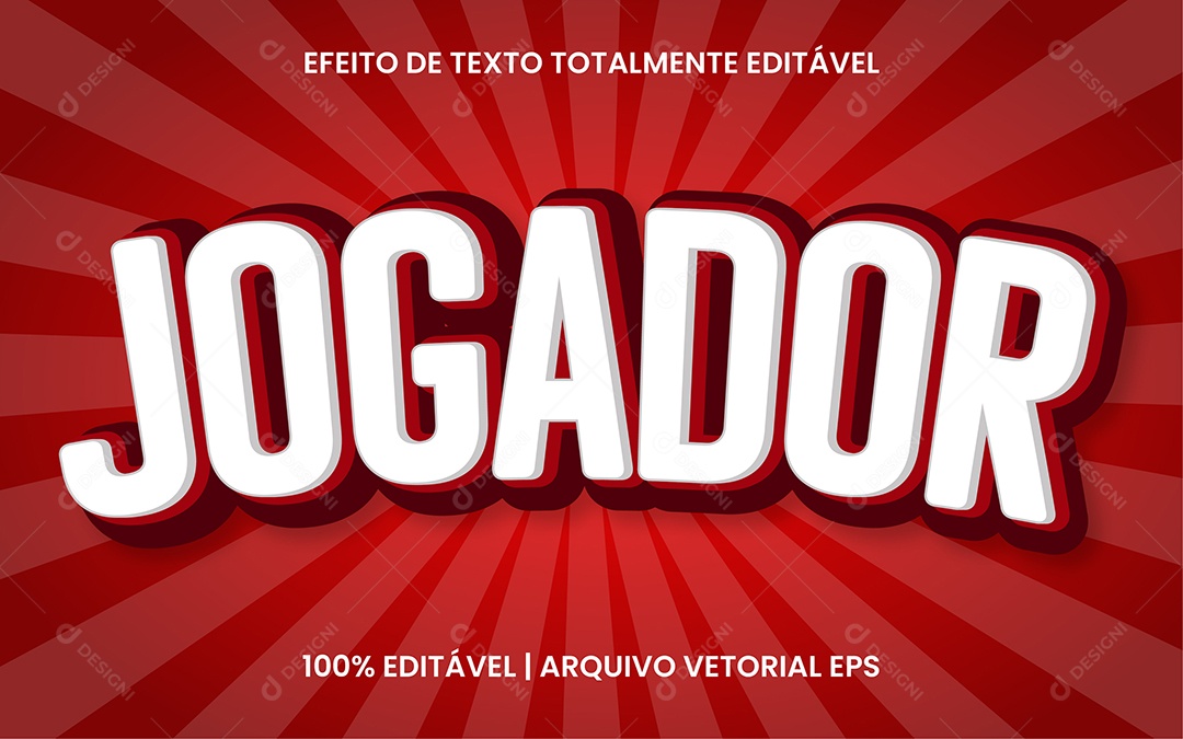 Efeito de Texto 3D Jogador Vetor EPS Editável