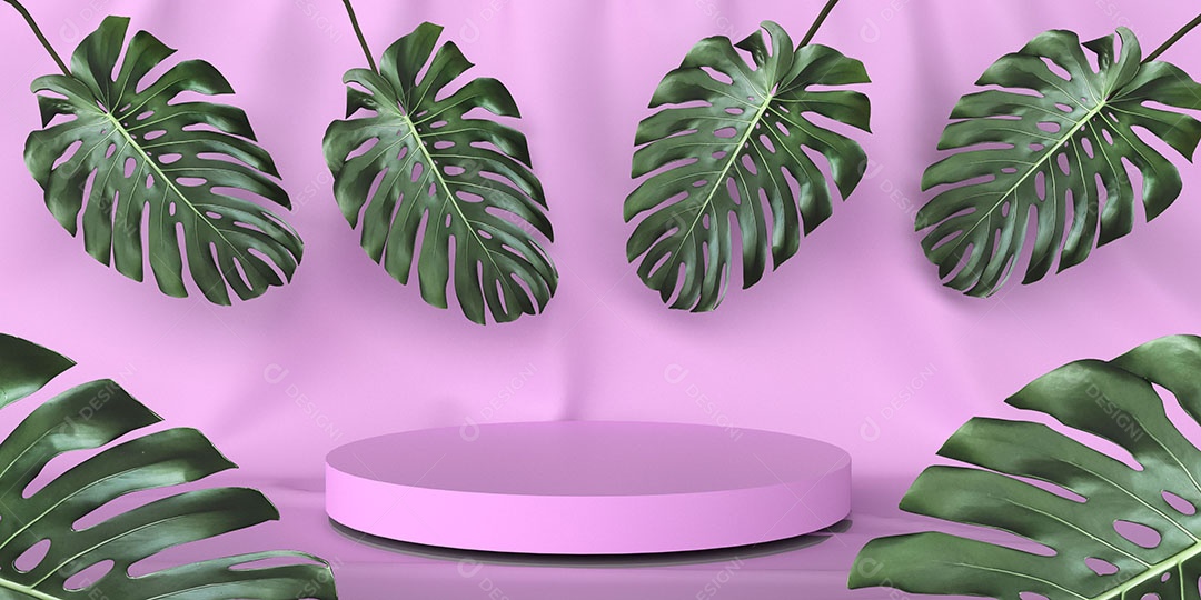 Círculo de palco redondo cor rosa folha de decoração