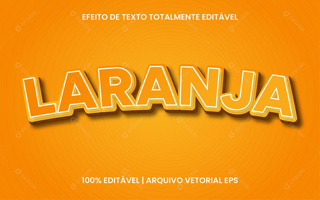 Efeito de Texto 3D Laranja Vetor EPS Editável