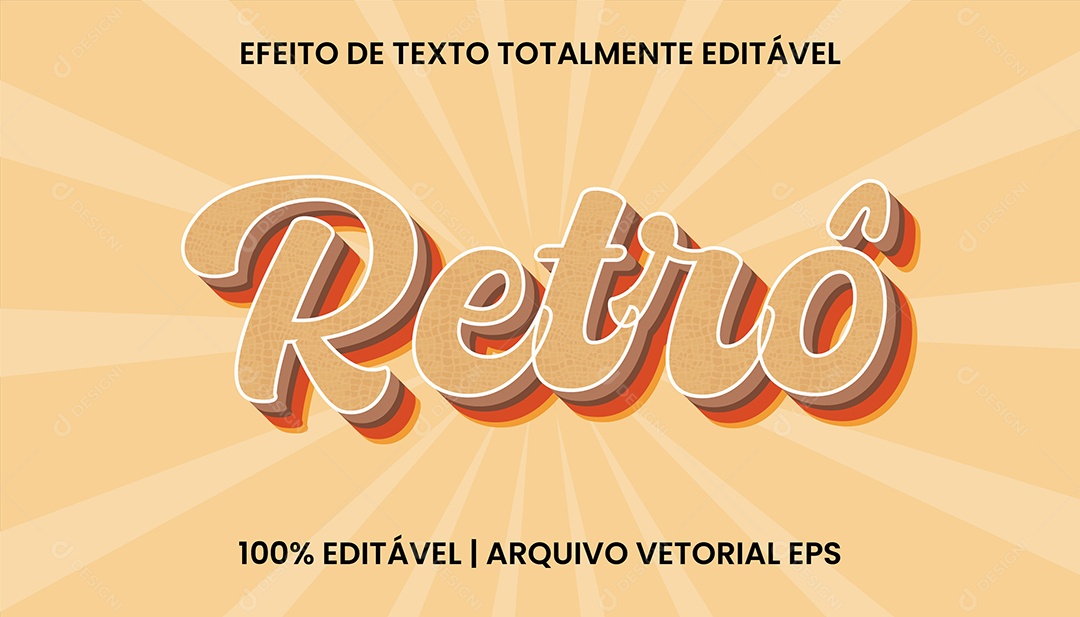 Efeito de Texto 3D Retro Vetor EPS Editável