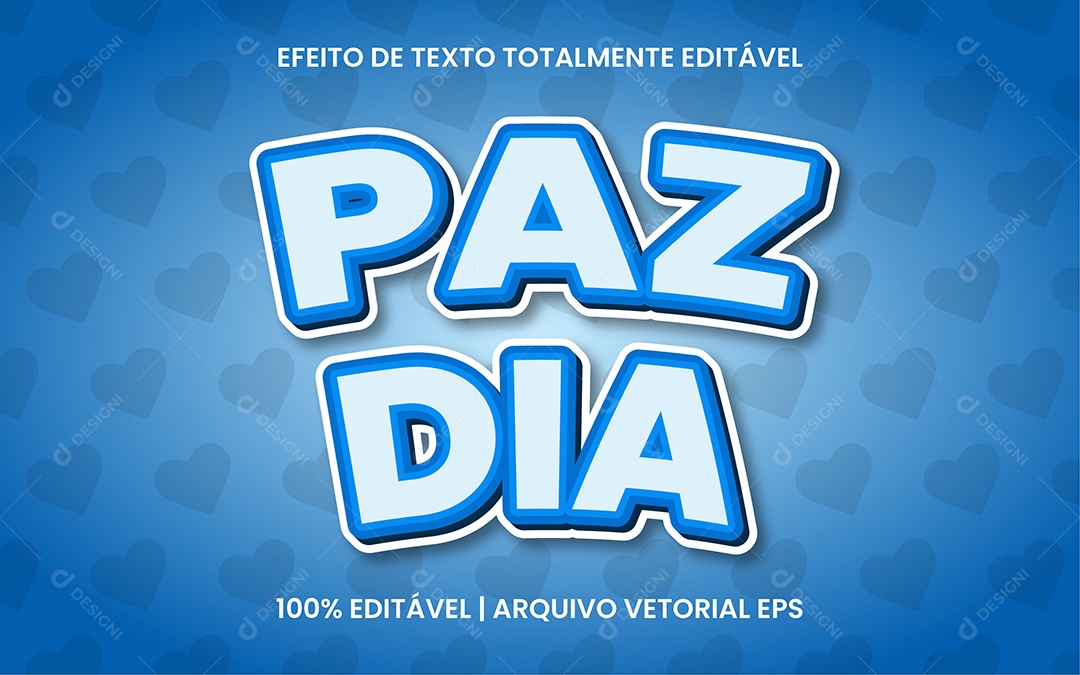 Efeito de Texto 3D Paz Dia Vetor EPS Editável