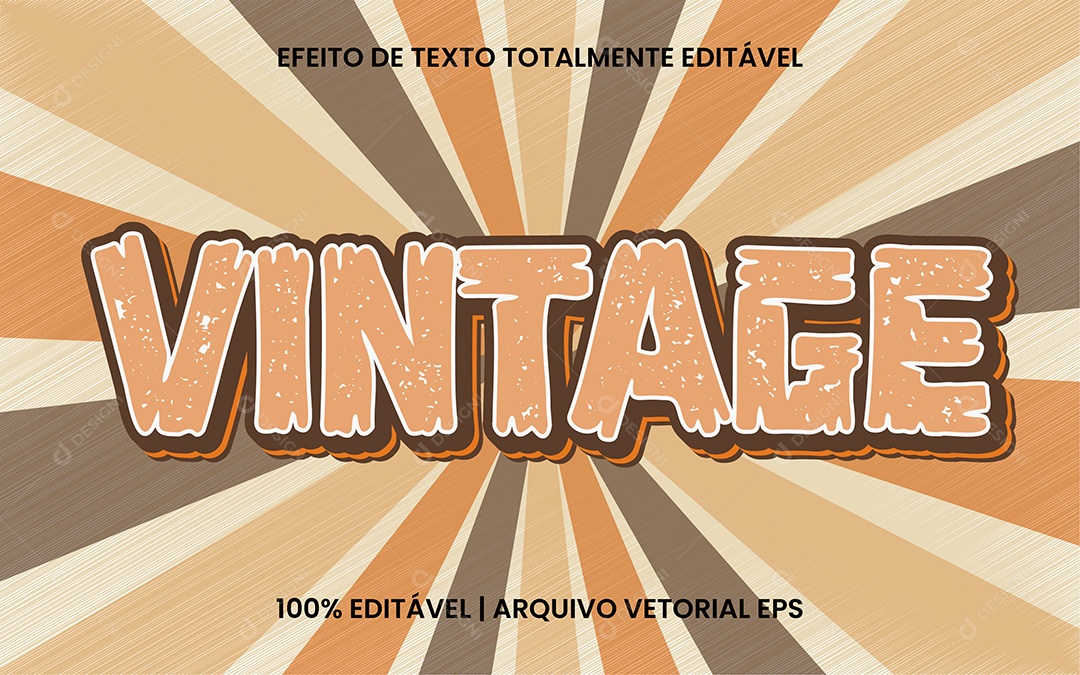 Efeito de Texto 3D Vintage Vetor EPS Editável