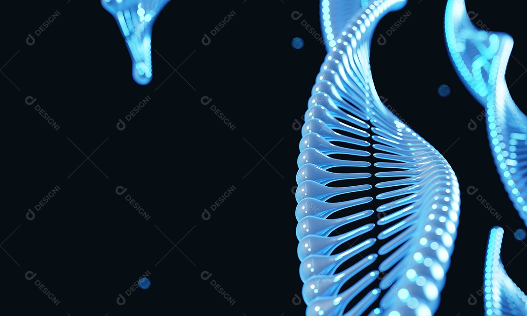Modificação genética do cromossomo de DNA de hélice azul em fundo preto. Ciência e conceito médico.