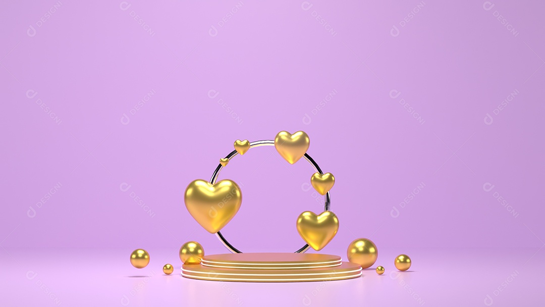 Fundo vazio e exibição de coração de suporte 3d ou prateleira com estúdio para exibição