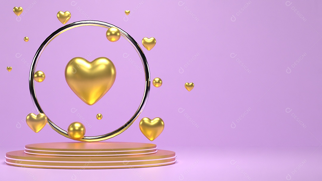 Fundo vazio e exibição de coração de suporte 3d ou prateleira com estúdio para exibição