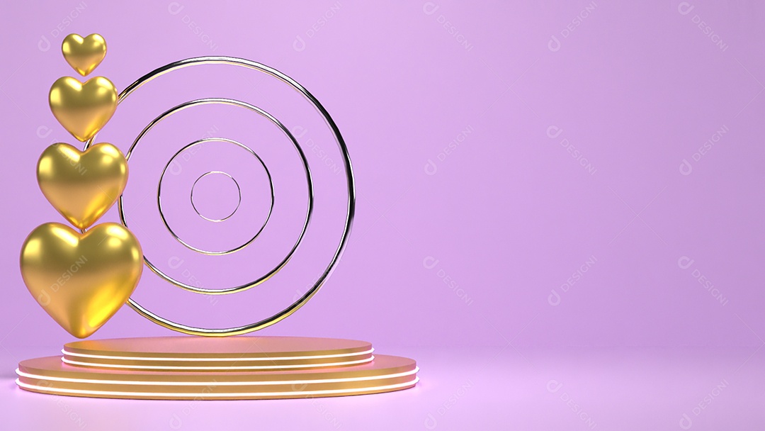 Fundo vazio e exibição de coração de suporte 3d ou prateleira com estúdio para exibição