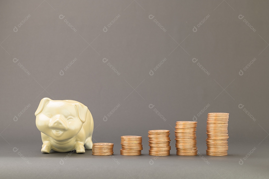 Conceito de moedas empilhadas Finanças para aumentar a renda, investir em ações