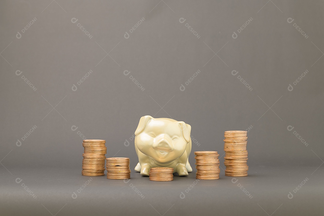 Conceito de moedas empilhadas Finanças para aumentar a renda, investir em ações