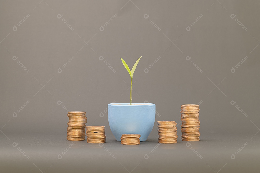 Conceito de moedas empilhadas Finanças para aumentar a renda, investir em ações