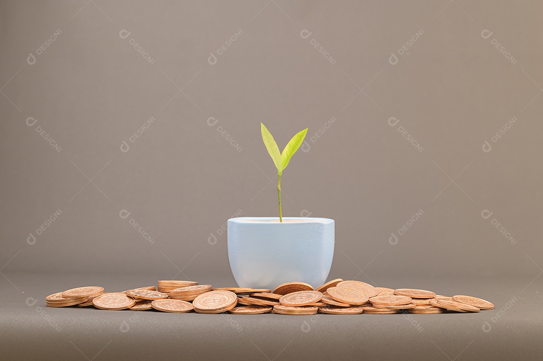 Conceito de moedas empilhadas Finanças para aumentar a renda, investir em ações