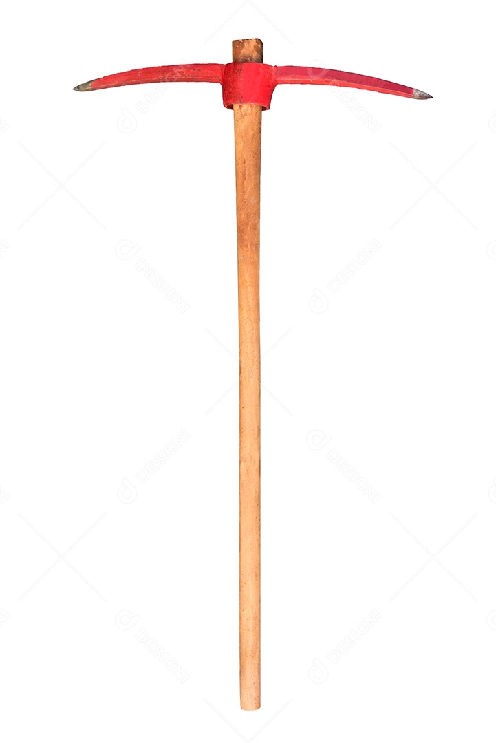 Escolha o machado no fundo branco isolado. Picareta ou objeto Mattock. Ferramentas agrícolas e conceito de construção