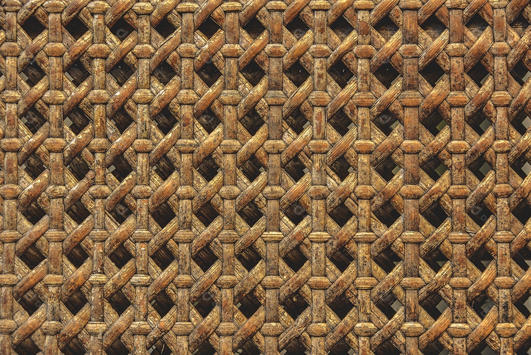 Feche a cesta de madeira feita de fundo de textura de vime. Material e conceito da natureza.