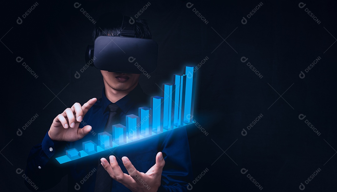 Gráfico de negócios 3D VR óculos metaverso global virtualv