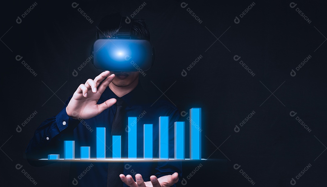 Gráfico de negócios 3D VR óculos metaverso global virtual