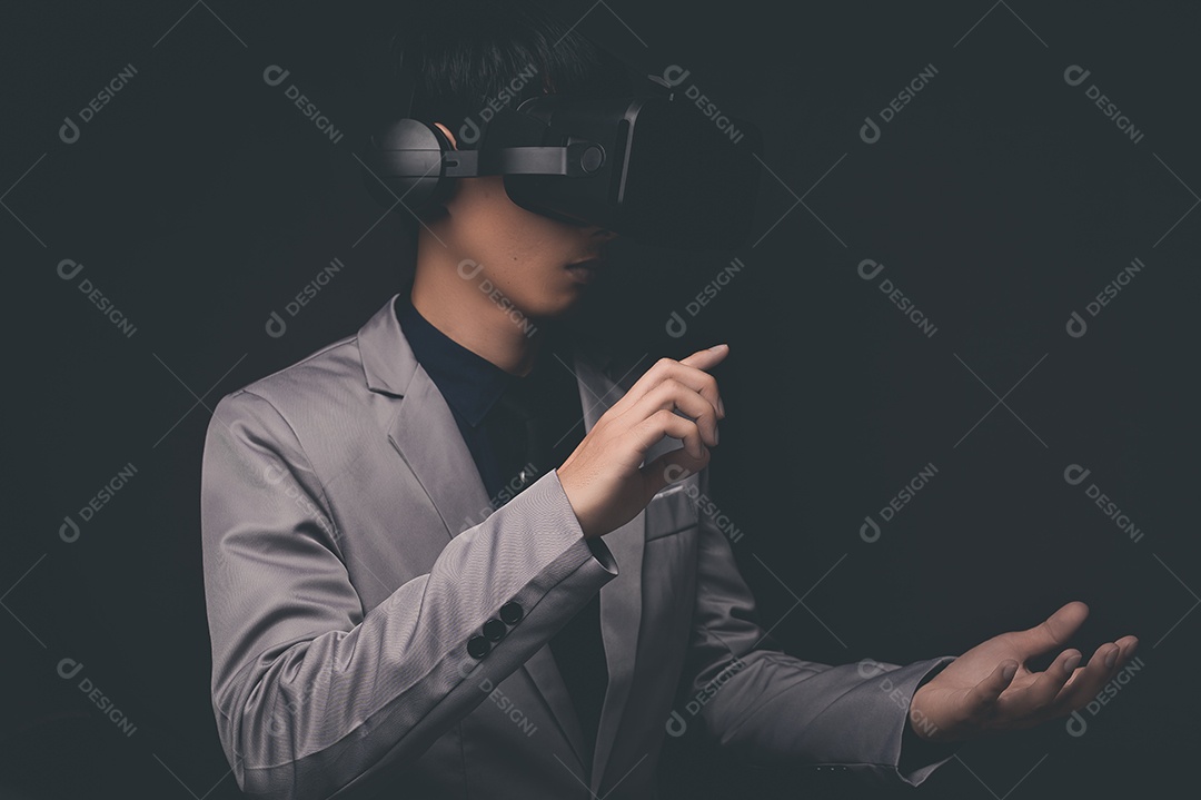 Óculos VR virtual Global show plano da cidade conexão 3D fazendo negócios metaverso online