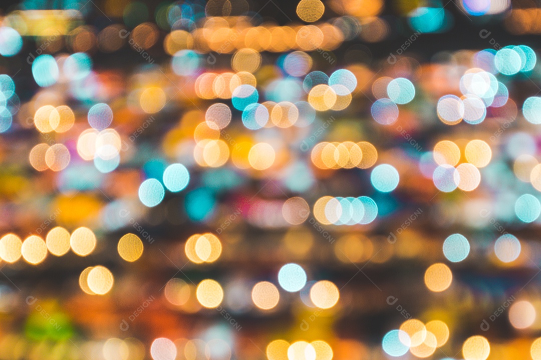 Fundo desfocado do mercado noturno. Resumo e conceito de iluminação de decoração. Tema de natal e ano novo.