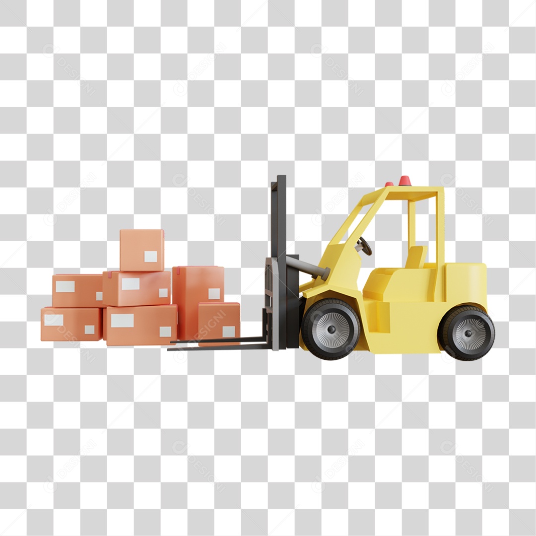 Empilhadeira com Caixas de Mercadorias PNG Transparente