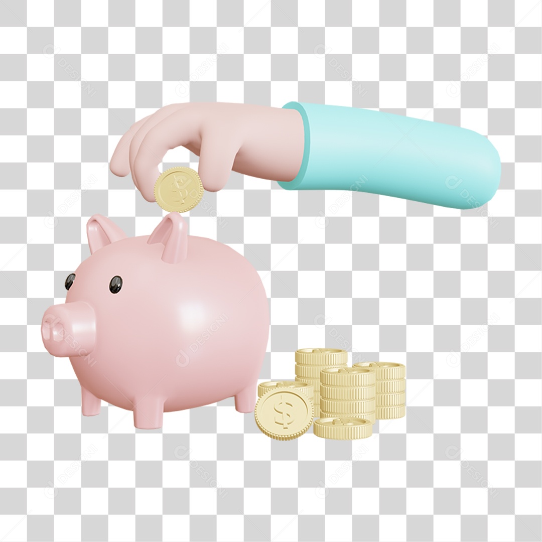 Colocando Dinheiro em Cofre PNG Transparente