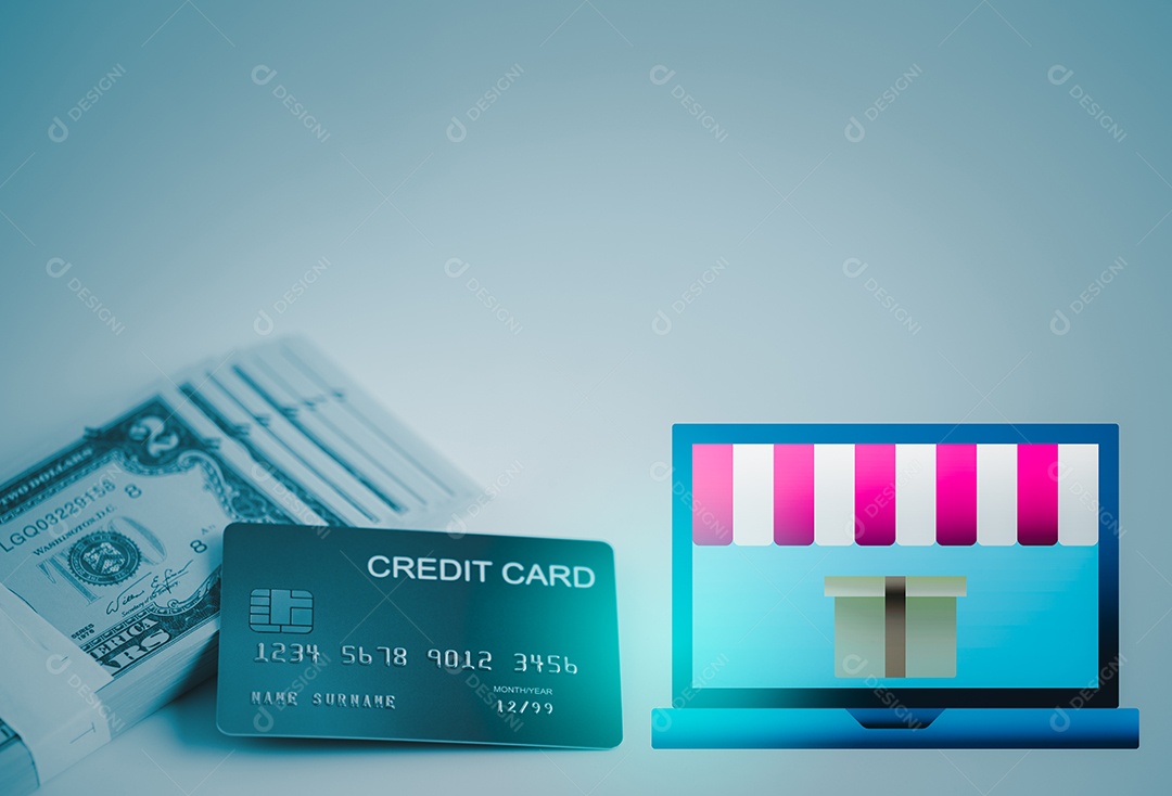 O cartão de crédito está na nota de dólar.